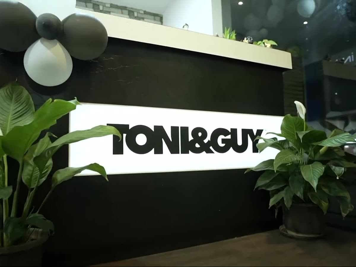 The TONI&GUY sign in the salon