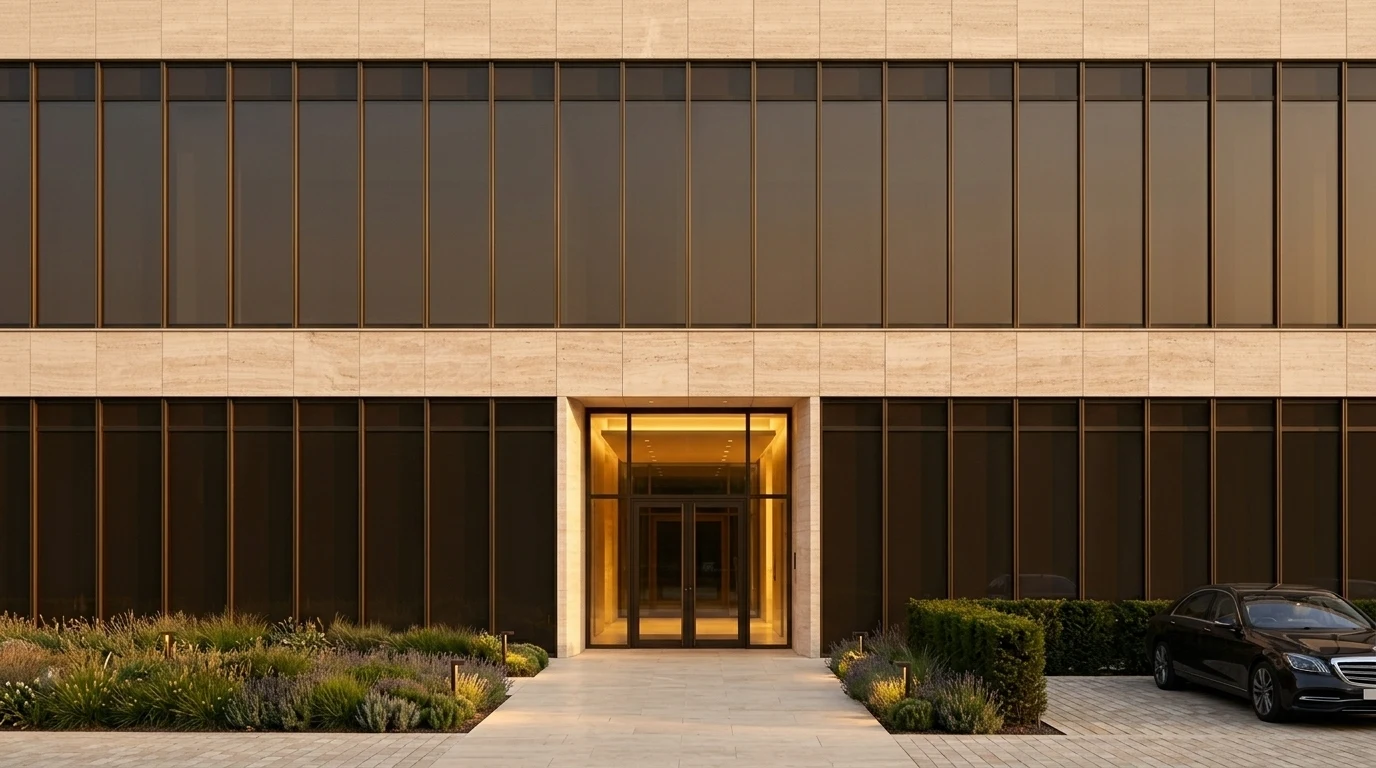 The entrance of Lamplit Residences, its lawn and private parking